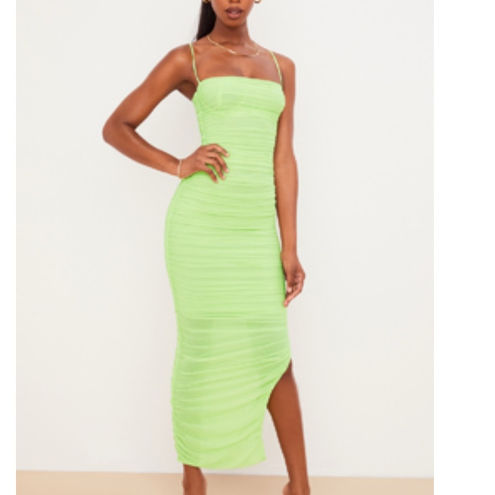Elegant Lime Green Midi Dress